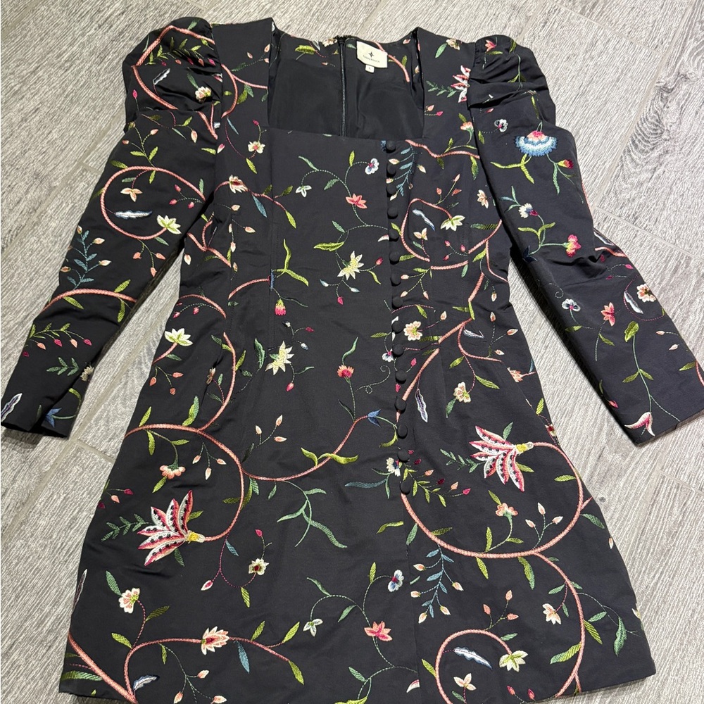 Black embroidered dress